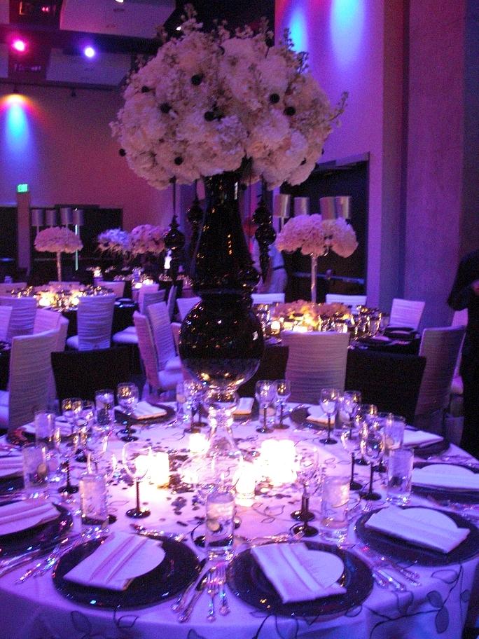 white weddings with purple lighting
